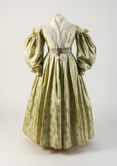 Light green woven silk dress with gigot sleeves, 1835 by Unbekannt Unbekannt